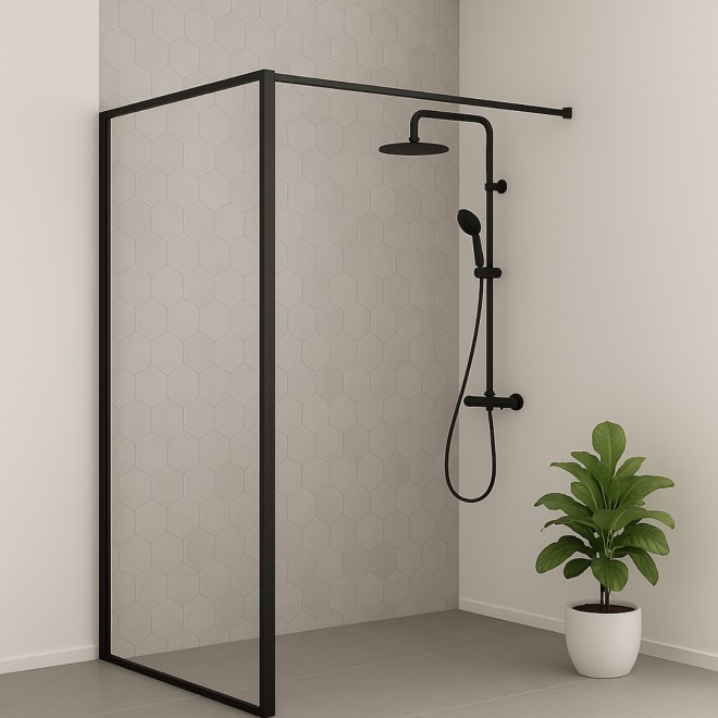 Wiesbaden Square Inloopdouche 10mm NANO Helder Glas / Mat Zwart Frame